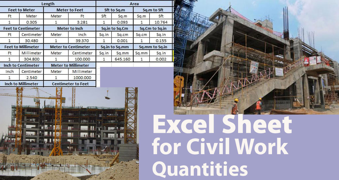 Excel Sheet for Civil Work Quantities
