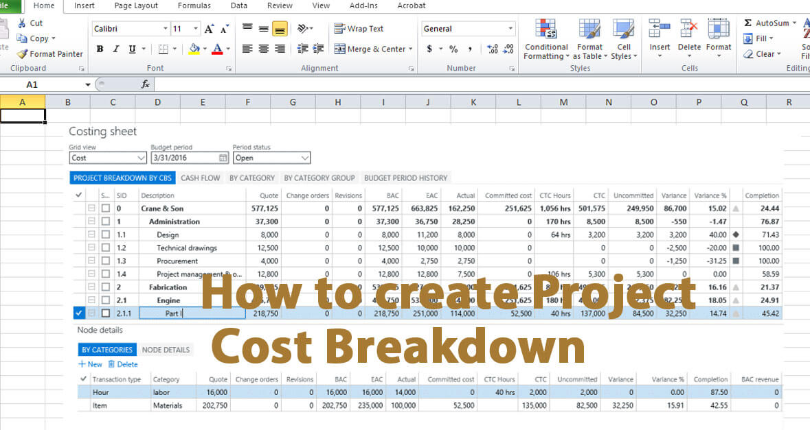 How to create Project Cost Breakdown