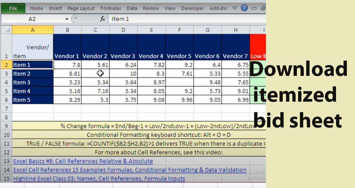 Download itemized bid sheet