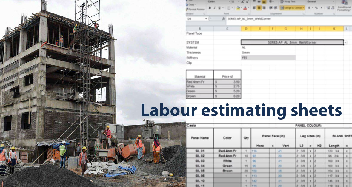 Labour estimating sheets