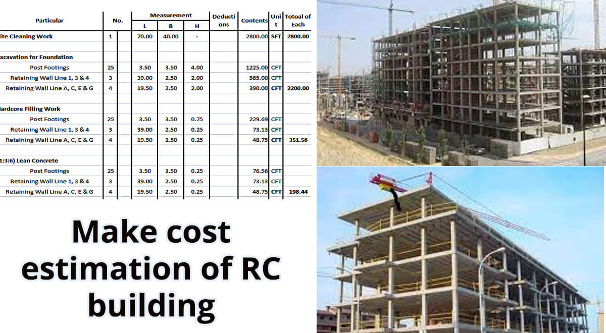 Make cost estimation of RC building