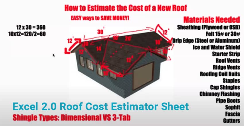 Excel 2.0 Roof Cost Estimator Sheet