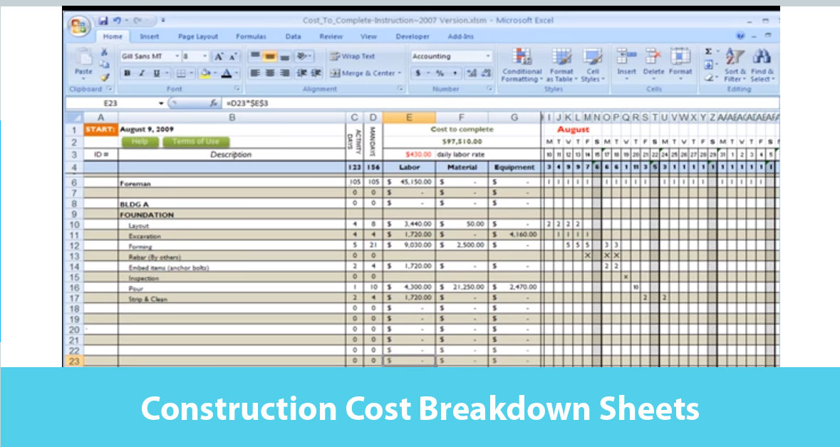 40 Construction Cost Breakdown Worksheet Worksheet Master - Rezfoods ...